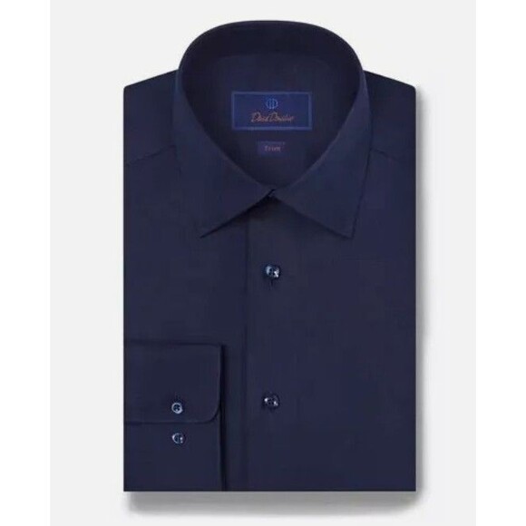 Donald Donahue Trim Fit Dress Shirt Mens 16 36/37 Navy Blue TRTDS888000 NWT $155 - Picture 1 of 16